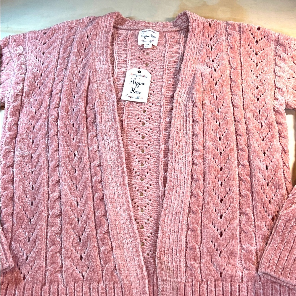 Hippie Rose Blush Comfortcore Open-Front Cardigan Sz XS